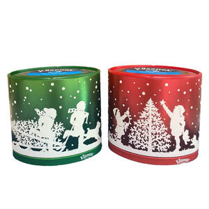 Kleenex Feel the Season Tissues Christmas Tree Farm Oval Box 2008 VTG Red Green